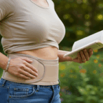 Parent playing with child while managing umbilical hernia