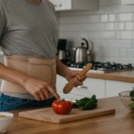 Person doing daily activities with abdominal support