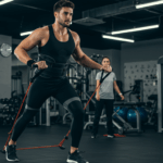 Athlete doing rehabilitation exercises with core support